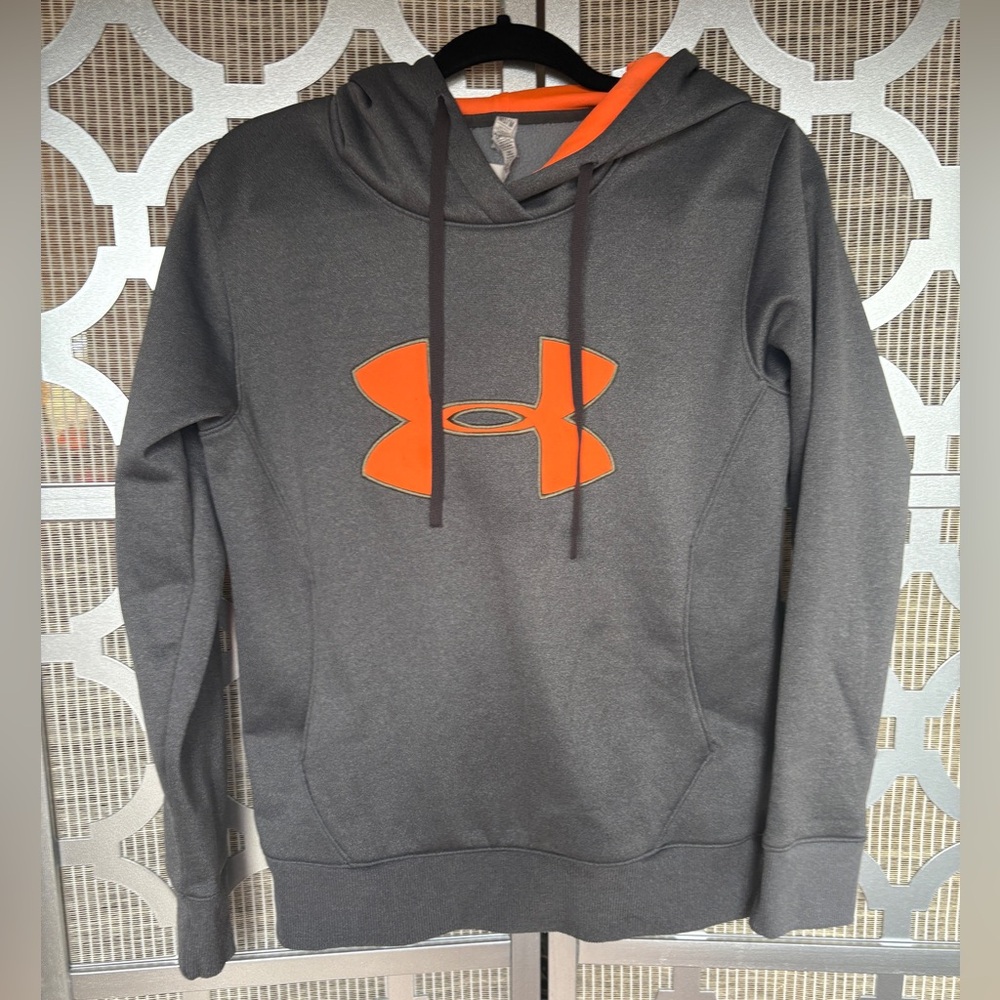 Under Armour Kids Gray Hoodie with Bright Orange Logo